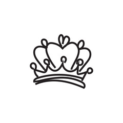 Doodle crown. Line art king or queen crown sketch