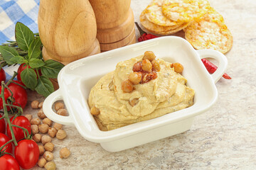 Natural organic chickpea hummus with olive oil