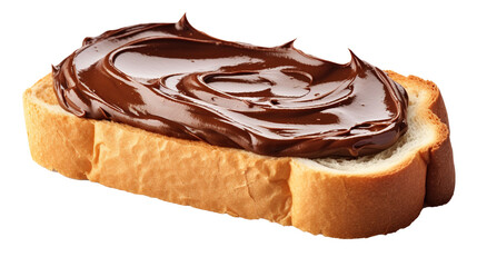 Slice of bread with chocolate spread isolated on transparent background, PNG image with background removed, Created with Generative Ai technology.