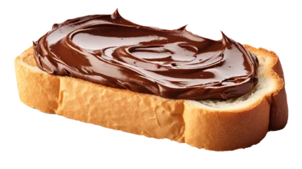 Foto op Plexiglas Slice of bread with chocolate spread isolated on transparent background, PNG image with background removed, Created with Generative Ai technology. © Viktor
