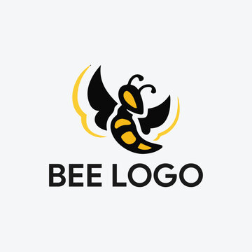 honey bee logo design vector