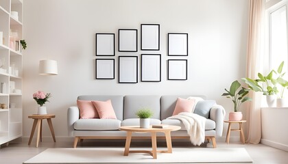 Luxury Living Room Interior. Mockup frames. 