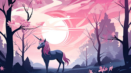 unicorn in a moonlit forest