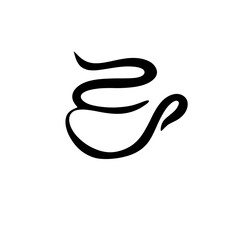 Line Art cup of coffee. Cup of aromatic delicious coffee flat icon freehand