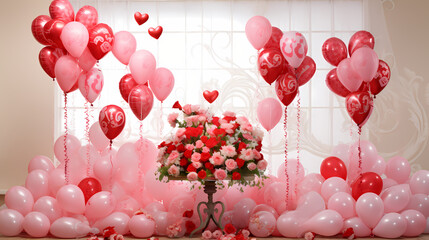 pink rose petals love, heart, valentine, day, pink, card, decoration, vector, romance, balloon, design, flower, holiday, shape, illustration, wedding, red, hearts, 