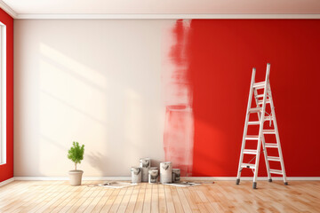 room undergoing painting renovations - obrazy, fototapety, plakaty