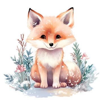 Winter Sublimation Transparent PNG - Cute Red Fox Winter Clipart Illustration - Winter Heat Transfer Printing T Shirt Design