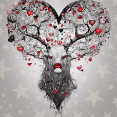 Deer with heart illustration digital art