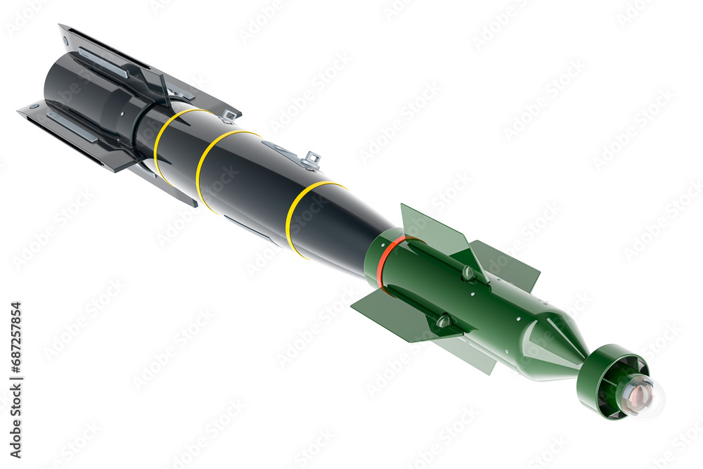 Poster air-to-surface missile (asm). 3d rendering isolated on transparent background