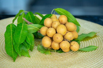 Ripe Pitomba fruits (talisia esculenta), an exotic fruit from the Brazilian tropical forest and bioma cerrado. Ripens in the months of November and December