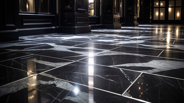 Granite floor tiles polished to perfection, displaying unique patterns and rich textures under studio lighting.