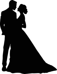 Bride and Groom Silhouette - Illustration