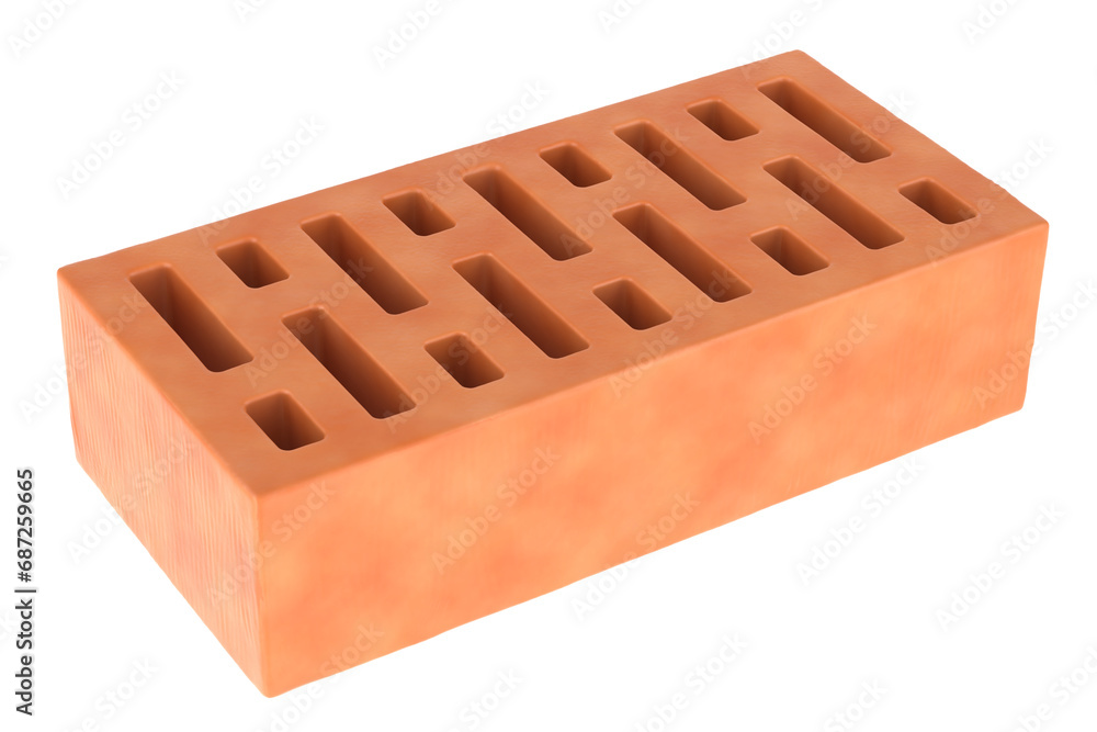 Poster red clay brick, 3d rendering isolated on transparent background