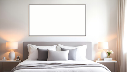 modern room with bed. mockup frame