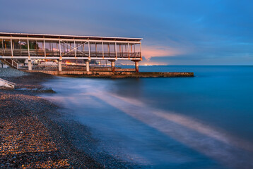 View of the pier at sunset time - 687259669