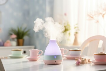Cozy minimalist room with humidifier. comfort at home. Maintaining humidity in the room. children's room