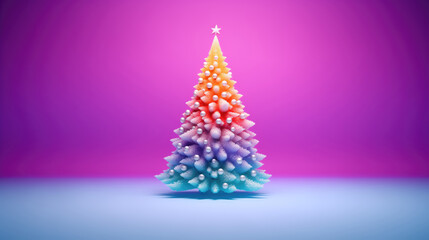  Colorful christmas tree with blue and pink background. LGBT Pride concept.