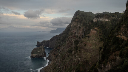 Morning at a viewpoint over cliffs in Madeira.