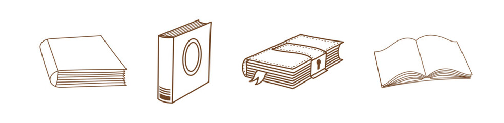 Set of books. Outline vector illustration.