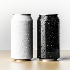 Aluminium can of soda with water drops isolated on a white background, generative ai