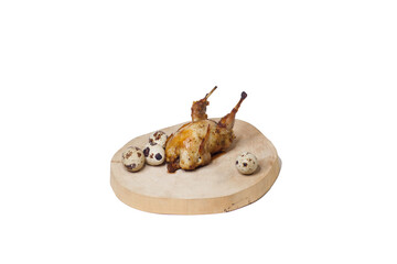 Fried quail with quail eggs