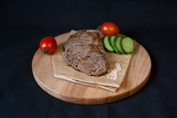 Fried meat with green vegetables