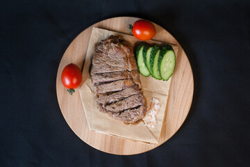 Fried meat with green vegetables