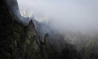 Rocky outcrops through the clouds