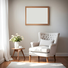 modern room scene with a sofa. mockup frame