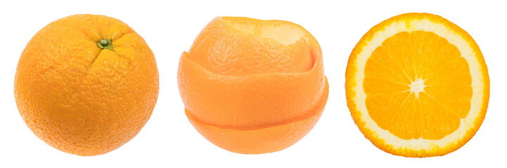 Fresh, juicy orange isolated on a white background. panorama, banner.