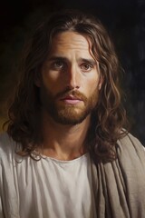 Fototapeta premium Jesus Christ, Jesus of Nazareth portrait on dark background