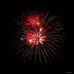 Fototapeta premium Fireworks on black background, Fireworks light up the sky, festive fireworks explode on black background, ai generated image