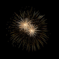 Obraz premium Fireworks on black background, Fireworks light up the sky, festive fireworks explode on black background, ai generated image