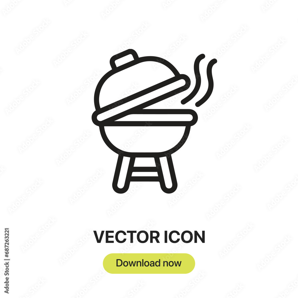 Leinwandbilder bbq icon vector. linear-style sign for mobile concept and web design. bbq symbol illustration. pixel