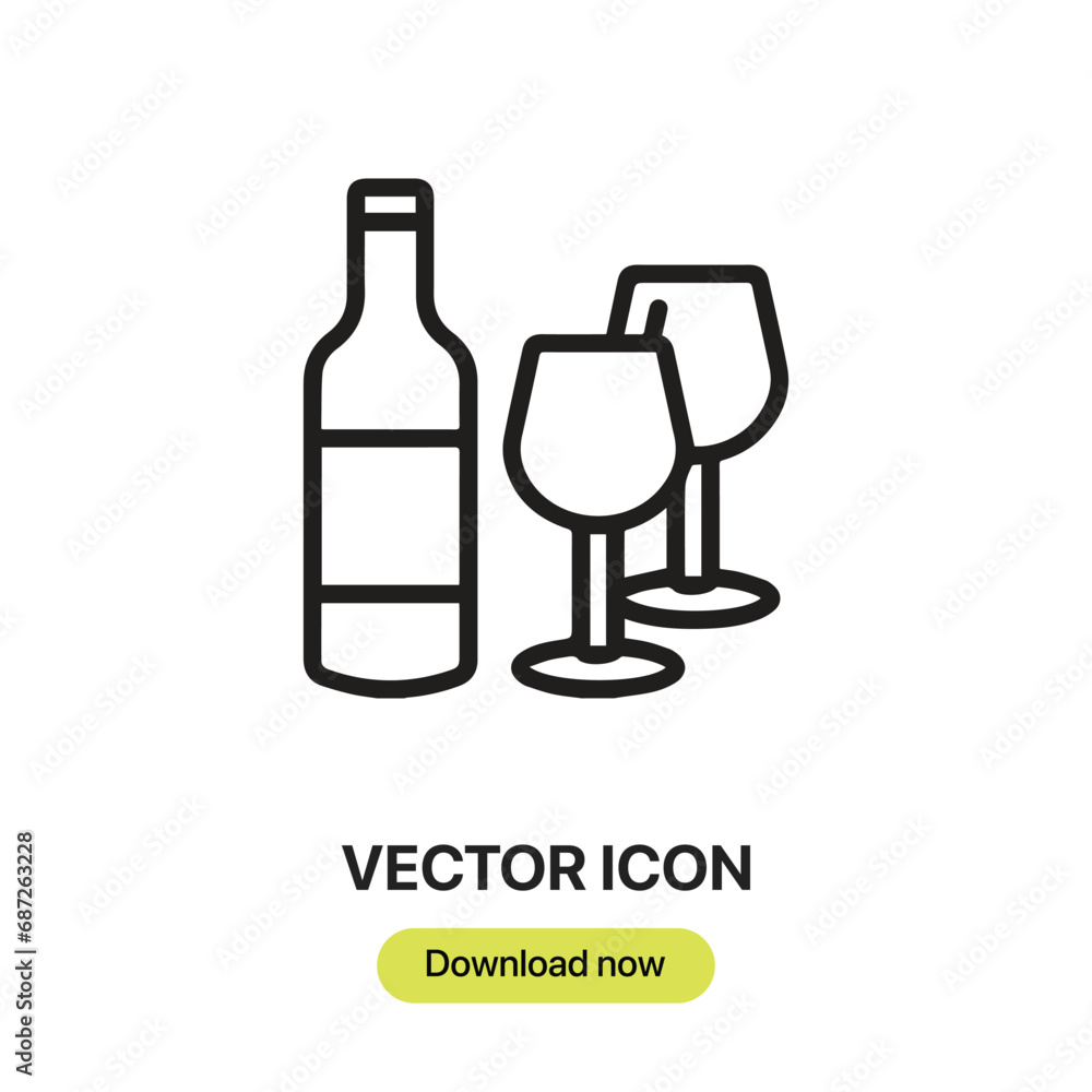 Poster wine icon vector. linear-style sign for mobile concept and web design. wine symbol illustration. pix
