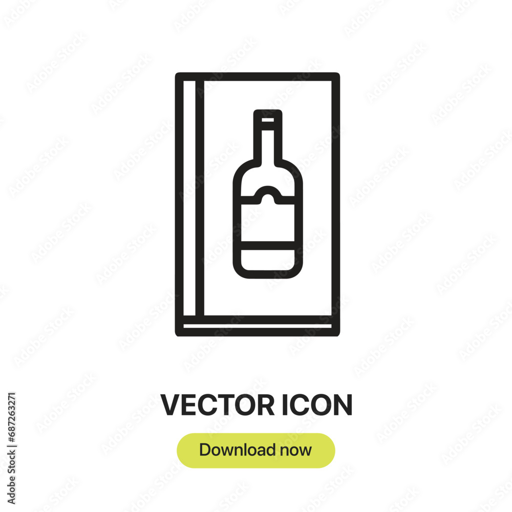 Poster wine menu icon vector. linear-style sign for mobile concept and web design. wine menu symbol illustr