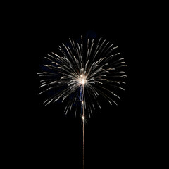 Fireworks on black background, Fireworks light up the sky, festive fireworks explode on black background, ai generated image