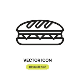 Sandwich icon vector. Linear-style sign for mobile concept and web design. Sandwich symbol illustration. Pixel vector graphics - Vector.	