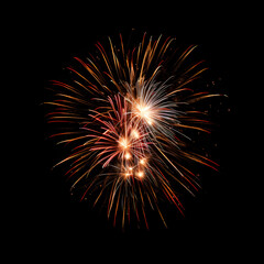 Fototapeta premium Fireworks on black background, Fireworks light up the sky, festive fireworks explode on black background, ai generated image