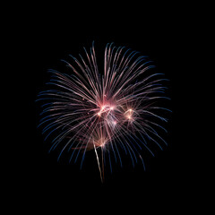 Fireworks on black background, Fireworks light up the sky, festive fireworks explode on black background, ai generated image