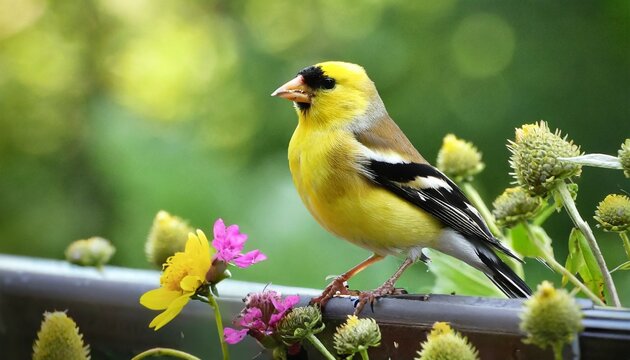 american goldfinch bird with background