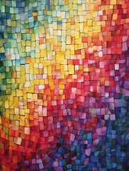 Pixelated Mosaic Wall Art: A Modern Twist on Traditional Mosaics With Tiny Colored Squares Forming a Larger Image