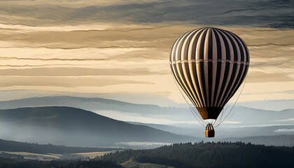 hot air balloon flying generative ai illustration