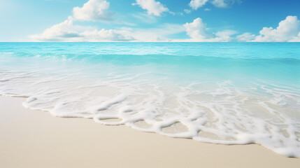 Clear Turquoise Water Lapping at White Sandy Shore Background