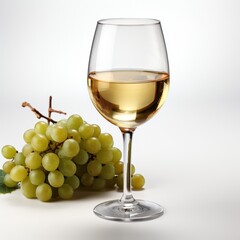 Glass of white wine isolated. White Background