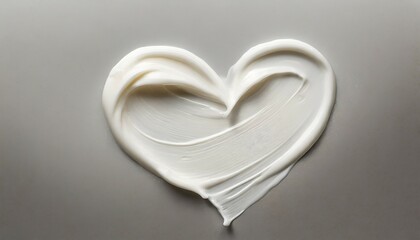 white cream smear in a heart form on white background generative ai