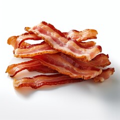 Obraz premium Bacon slices on white background