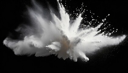 white powder explosion on black background