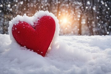 a high quality photograph of a valentine with snow