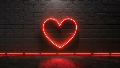 red heart shape neon light on dark wall backgorund abstract and decoration concept happy valentines day element sign and symbol electric light glow banner 3d illustration render 4k footage video